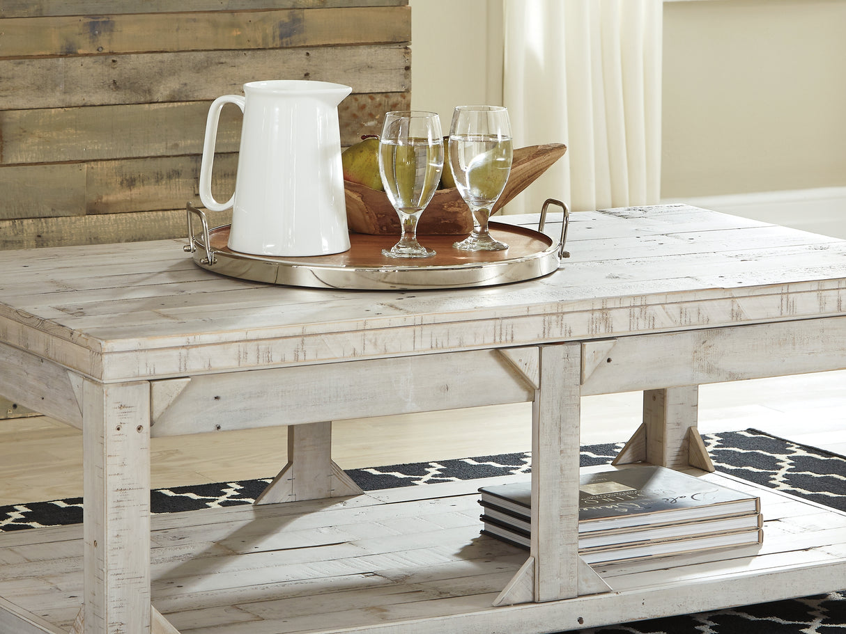 Fregine Whitewash Coffee Table And 2 End Tables