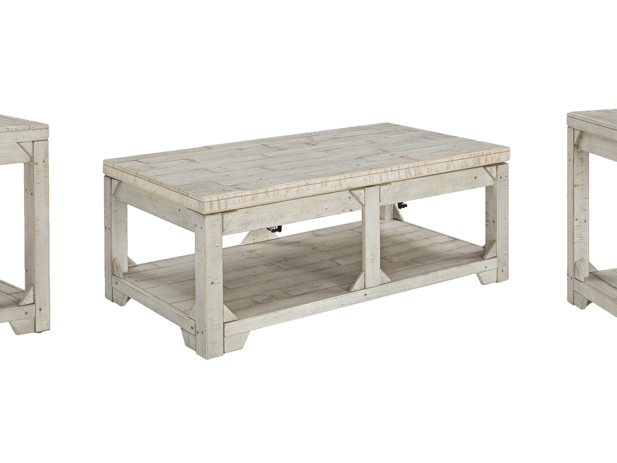 Fregine Whitewash Coffee Table And 2 End Tables