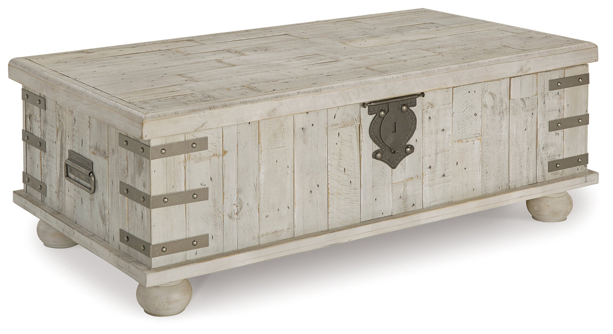 Carynhurst White Wash Gray Coffee Table With Lift Top