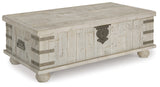Carynhurst White Wash Gray Coffee Table With Lift Top