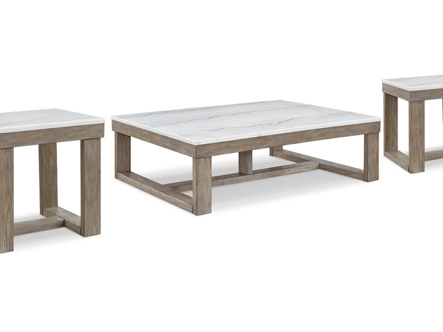 Loyaska Brown/Ivory Coffee Table And 2 End Tables