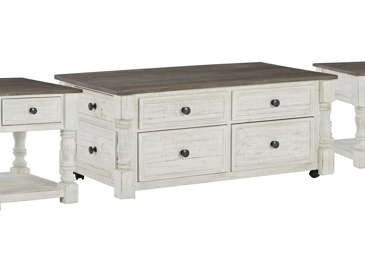 Havalance White/Gray Lift Top Coffee Table And 2 End Tables