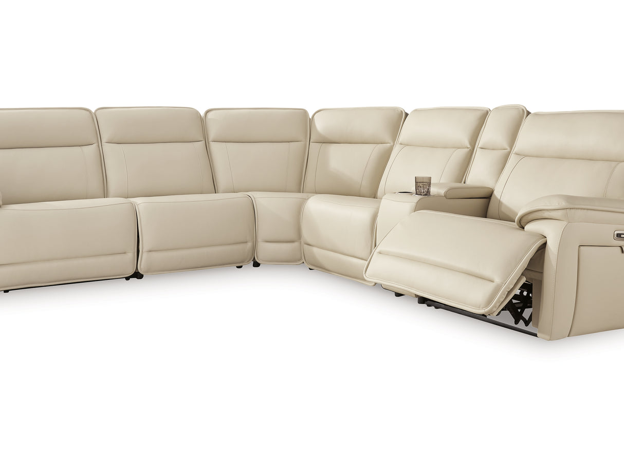 Double Deal Almond 6-Piece Power Reclining Sectional