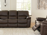 Leesworth Dark Brown Power Reclining Sofa And Loveseat