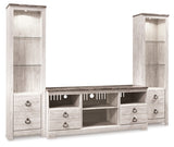 Willowton Whitewash 3-Piece Entertainment Center
