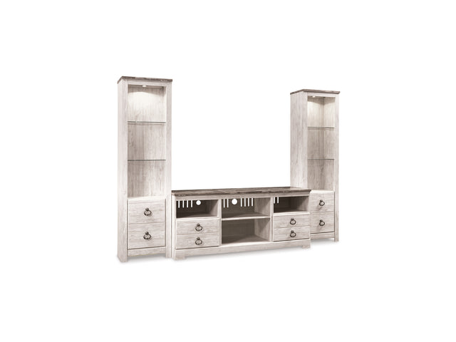 Willowton Whitewash 3-Piece Entertainment Center