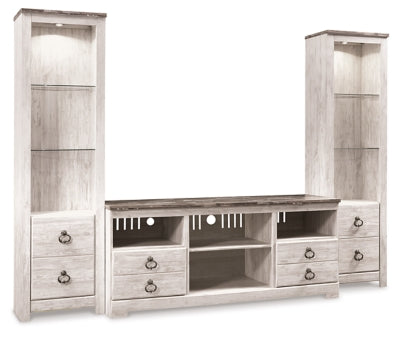 Willowton Whitewash 3-Piece Entertainment Center