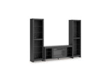 Cayberry Black 3-Piece Entertainment Center With Electric Fireplace