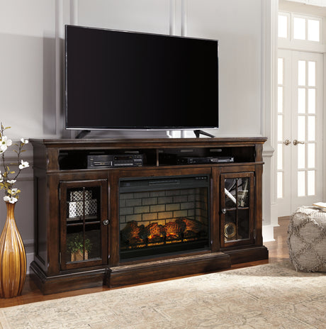 Roddinton Dark Brown 72" Tv Stand With Electric Fireplace