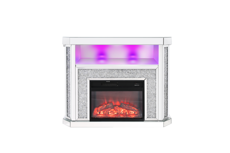 Crushed Diamonds LED Mirrored Fireplace