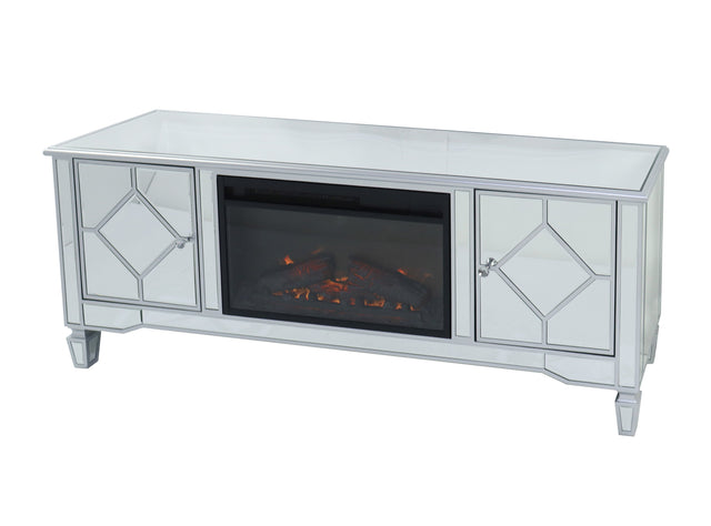 Mirrored Fireplace TV Stand for 65 Inch TV