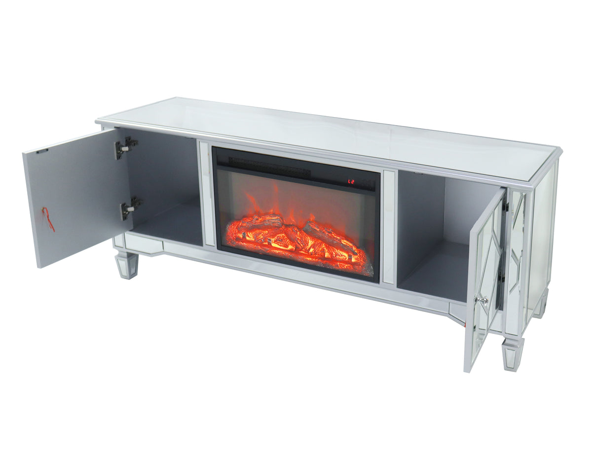 Mirrored Fireplace TV Stand for 65 Inch TV