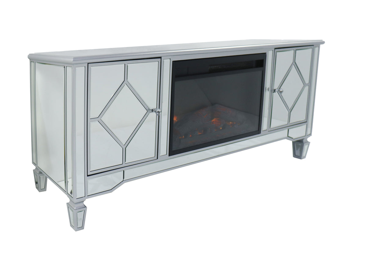 Mirrored Fireplace TV Stand for 65 Inch TV