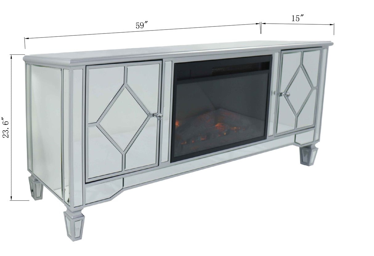 Mirrored Fireplace TV Stand for 65 Inch TV