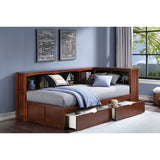 Rowe Dark Cherry Twin Bookcase Corner Bed With Storage Boxes