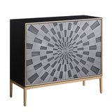 Quilla Black, Gray & Brass Finish Accent Table