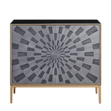 Quilla Black, Gray & Brass Finish Accent Table