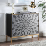 Quilla Black, Gray & Brass Finish Accent Table
