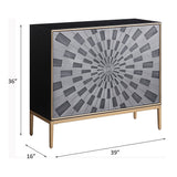 Quilla Black, Gray & Brass Finish Accent Table