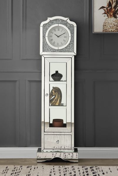 Noralie Mirrored & Faux Diamonds Grandfather Clock