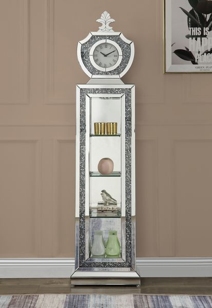 Noralie Mirrored & Faux Diamonds Grandfather Clock