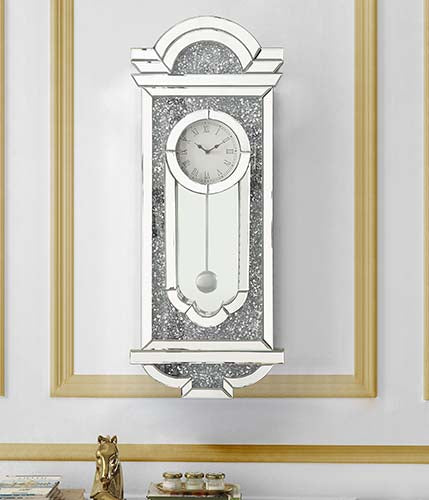 Noralie Mirrored & Faux Diamonds Wall Clock