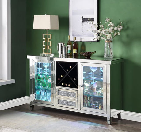 Noralie Mirrored & Faux Diamonds Wine Cabinet