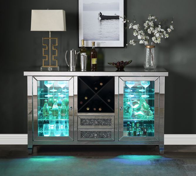 Noralie Mirrored & Faux Diamonds Wine Cabinet