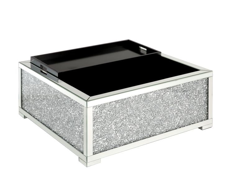 Noralie Mirrored & Faux Diamonds Ottoman