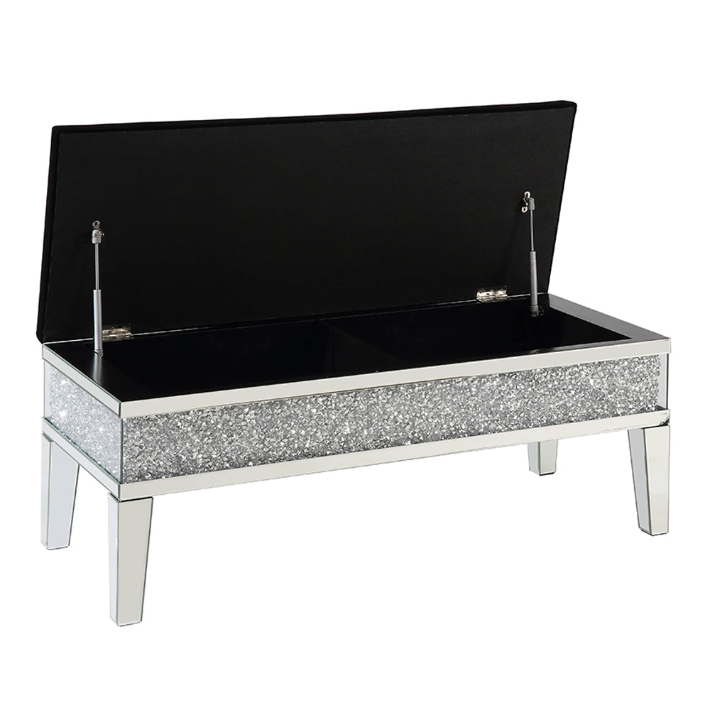Noralie Mirrored & Faux Diamonds Bench