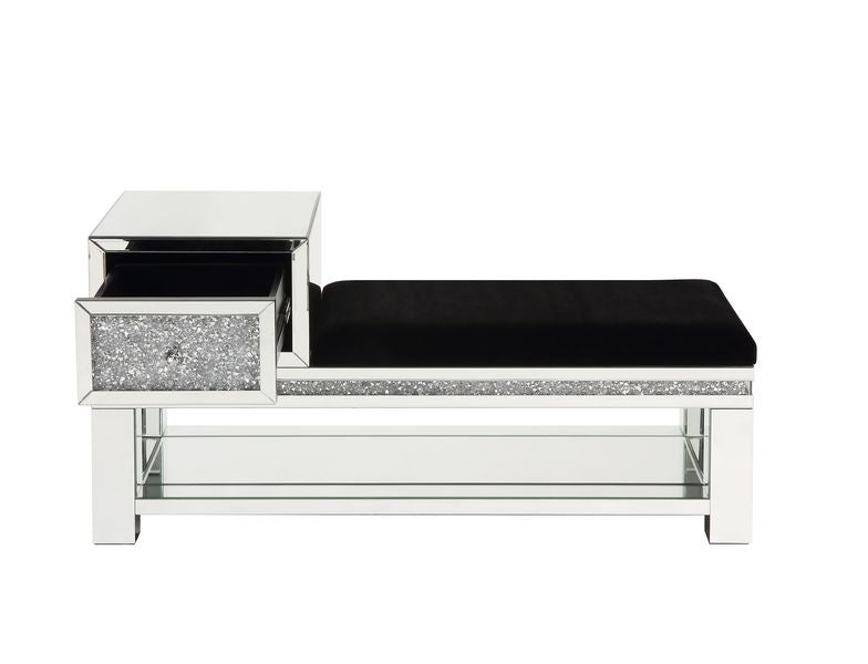 Noralie Mirrored & Faux Diamonds Bench