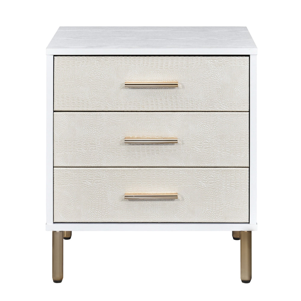 Myles White, Champagne & Gold Finish Nightstand