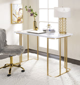 Estie White & Gold Finish Vanity Desk