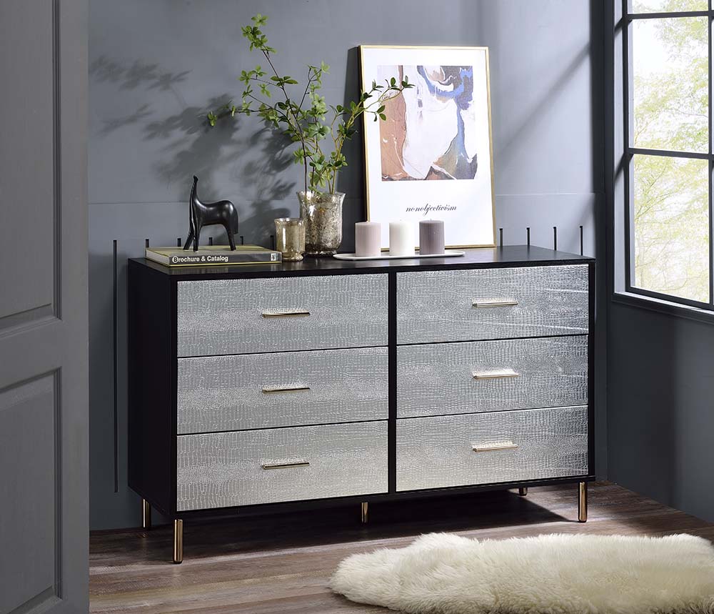 Myles Black, Silver & Gold Finish Dresser