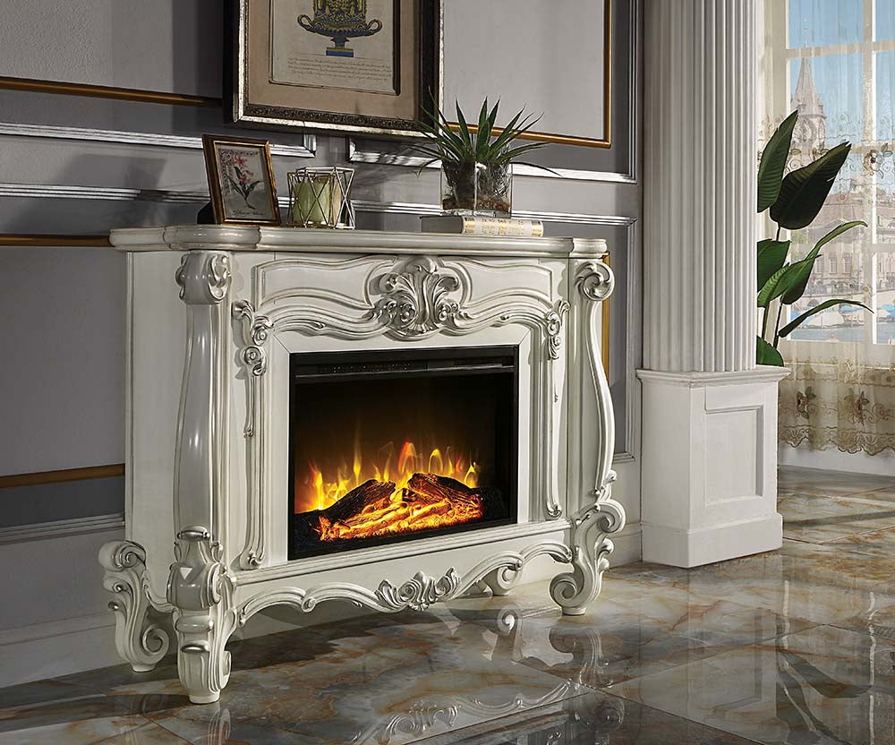 Versailles Bone White Finish Fireplace
