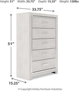 Altyra Panel Bookcase Bedroom Set In White
