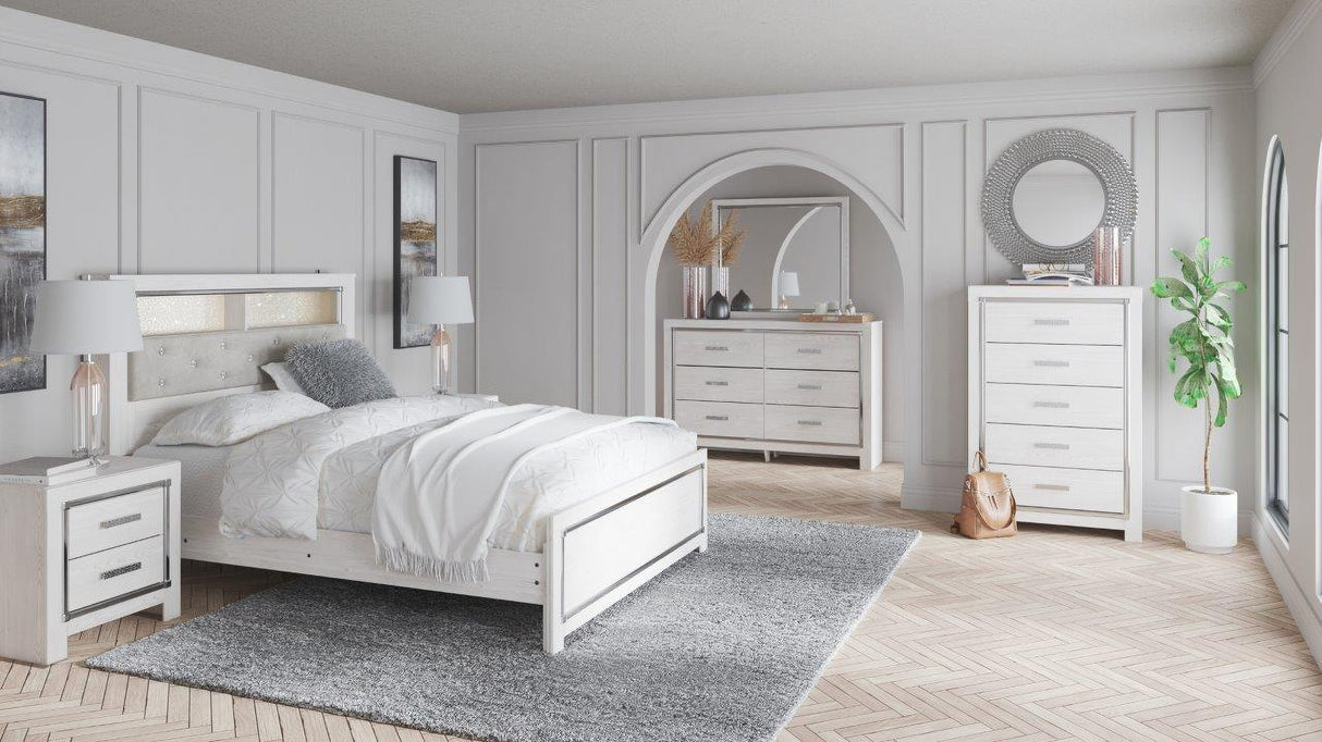 Altyra White Panel Bookcase Bedroom Set