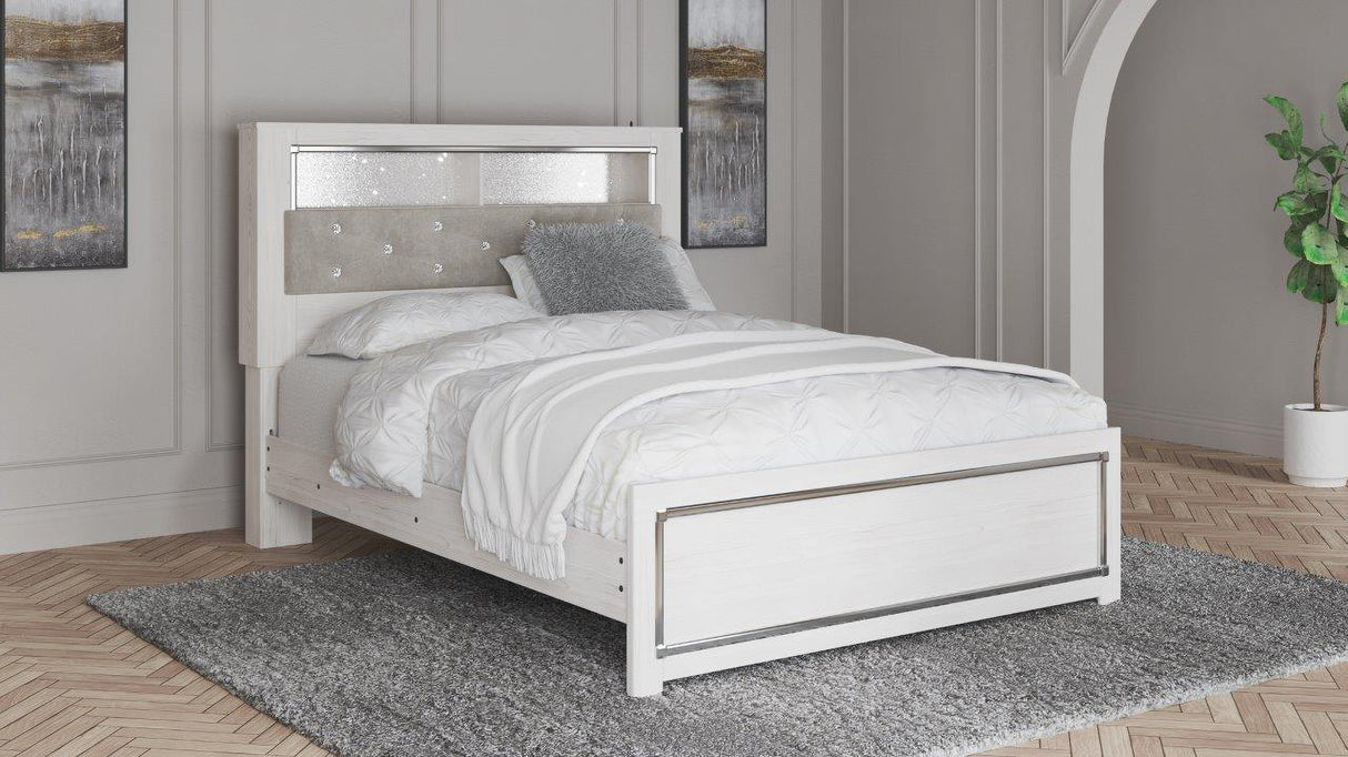 Altyra White Panel Bookcase Bedroom Set
