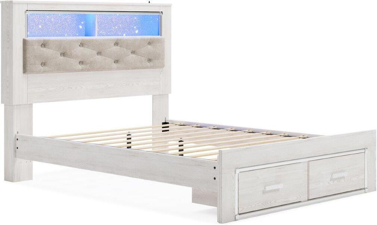 Altyra White Panel Bookcase Storage Bedroom Set