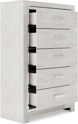 Altyra White Panel Bookcase Storage Bedroom Set