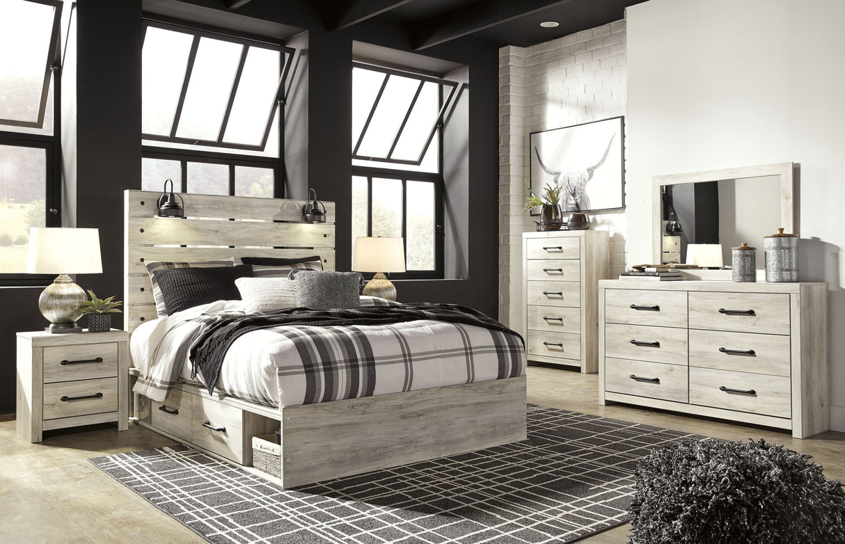 Cambeck Whitewash Panel Bedroom Set with Double Underbed Storage