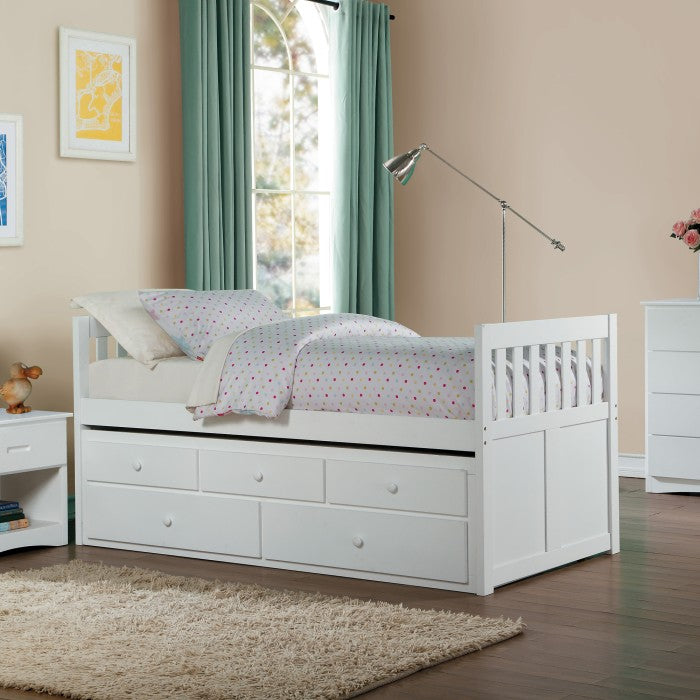 Galen White Twin/Twin Trundle Bed