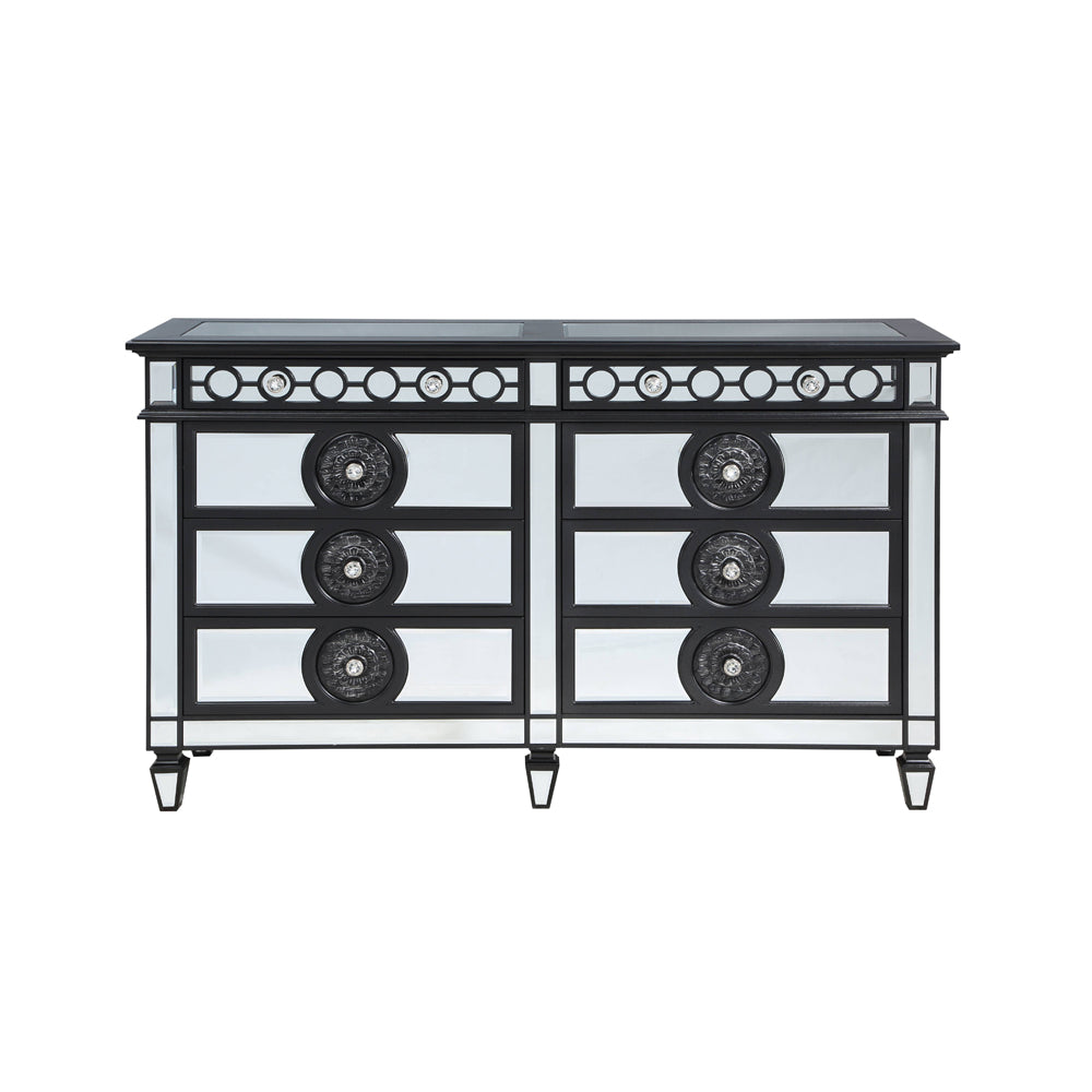 Varian Mirrored, Black & Sliver Finish Ii Dresser