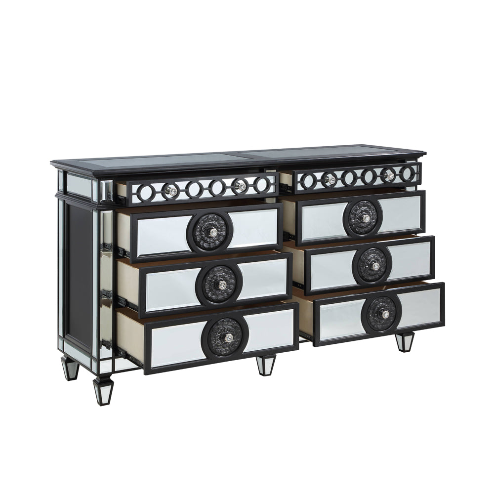 Varian Mirrored, Black & Sliver Finish Ii Dresser