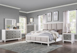 Katia Light Gray Linen, Rustic Gray & Weathered White Finish Queen Bed