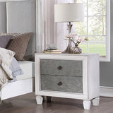 Katia Rustic Gray & Weathered White Finish Nightstand