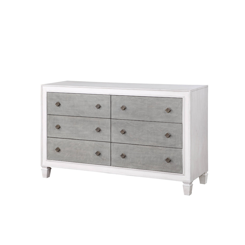Katia Rustic Gray & Weathered White Finish Dresser