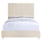 Edzia Beige Velvet Queen Bed