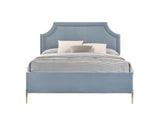 Milla Light Blue Velvet Queen Bed