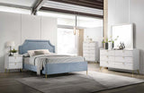 Milla Light Blue Velvet Queen Bed